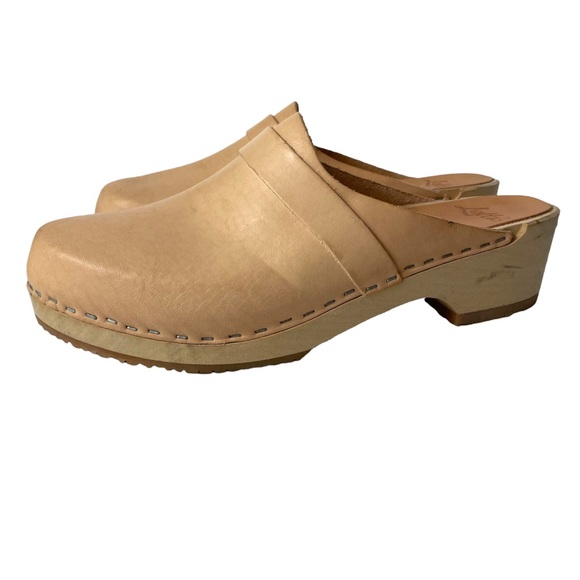 Lotta From Stockholm Tan Clogs Size 10.5 Heel Wooden - Picture 8 of 12